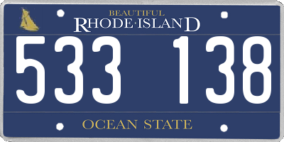 RI license plate 533138