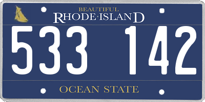 RI license plate 533142
