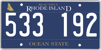 RI license plate 533192