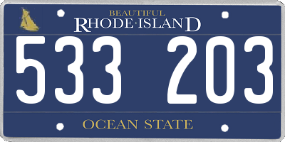 RI license plate 533203