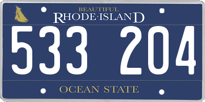 RI license plate 533204