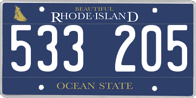 RI license plate 533205