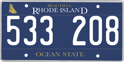 RI license plate 533208