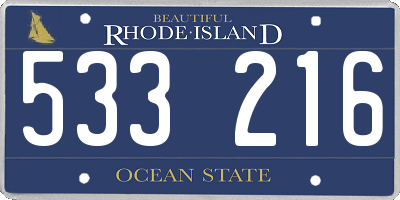 RI license plate 533216