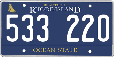 RI license plate 533220