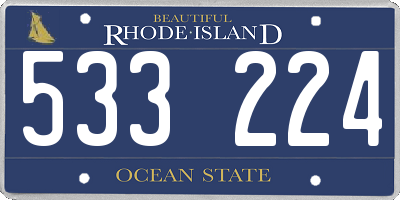 RI license plate 533224