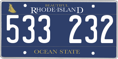 RI license plate 533232