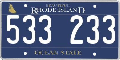 RI license plate 533233