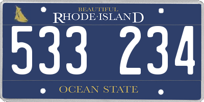 RI license plate 533234
