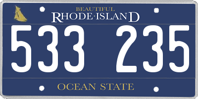 RI license plate 533235