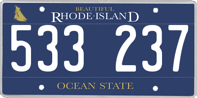 RI license plate 533237