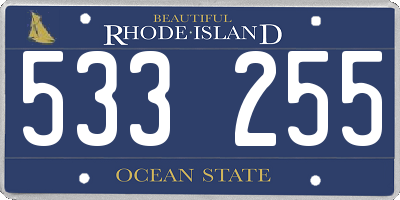 RI license plate 533255