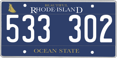 RI license plate 533302