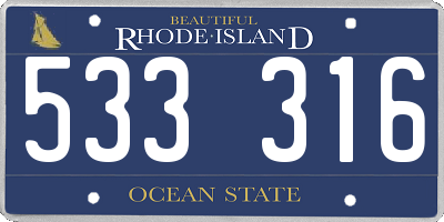 RI license plate 533316
