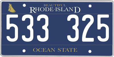 RI license plate 533325