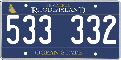 RI license plate 533332