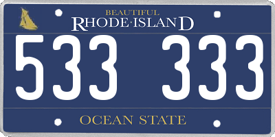 RI license plate 533333