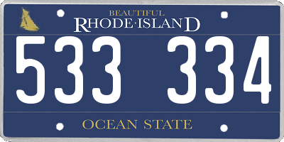 RI license plate 533334