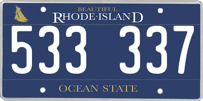 RI license plate 533337