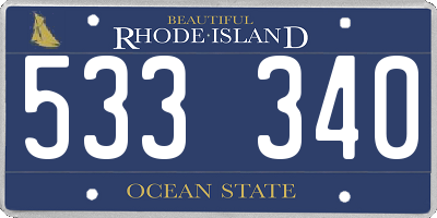 RI license plate 533340