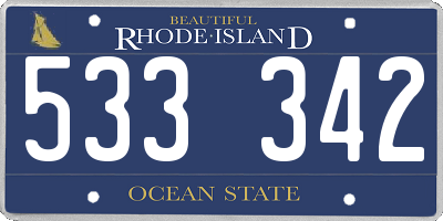RI license plate 533342