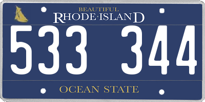 RI license plate 533344