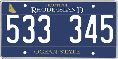 RI license plate 533345