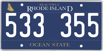 RI license plate 533355