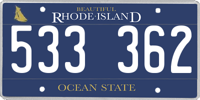 RI license plate 533362
