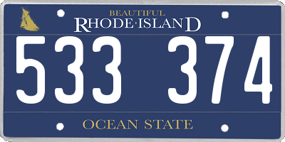 RI license plate 533374