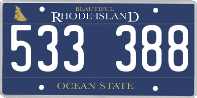 RI license plate 533388