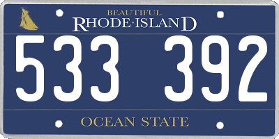 RI license plate 533392