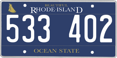 RI license plate 533402
