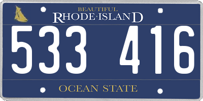 RI license plate 533416