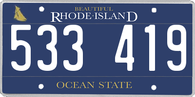 RI license plate 533419