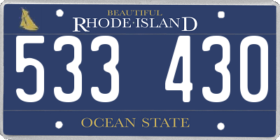 RI license plate 533430
