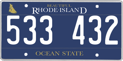 RI license plate 533432