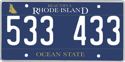 RI license plate 533433