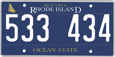 RI license plate 533434