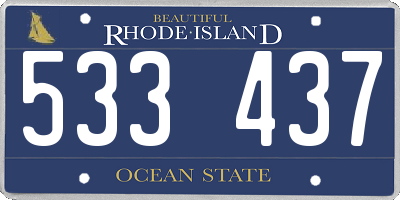 RI license plate 533437