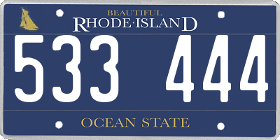 RI license plate 533444