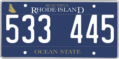 RI license plate 533445