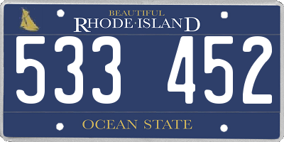 RI license plate 533452