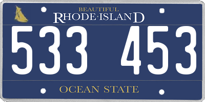 RI license plate 533453