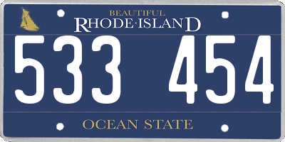 RI license plate 533454