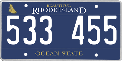 RI license plate 533455