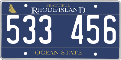 RI license plate 533456