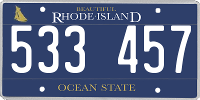 RI license plate 533457