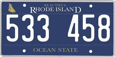 RI license plate 533458
