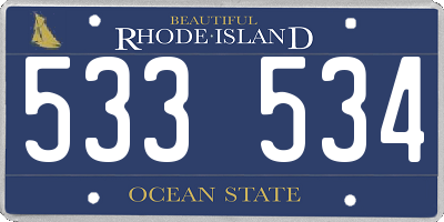 RI license plate 533534